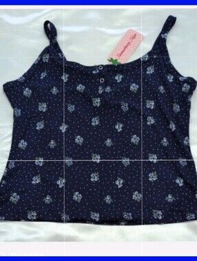 Camisole Navy Blue Floral Print Extra Large Spring Tops Summer Festival XL